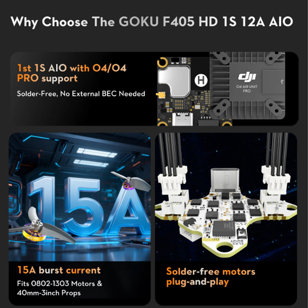 FLYWOO GOKU F405 HD 1S 12A AIO - огляд і ціна Fpv Drone Flight Controller